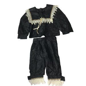 Toddler Outfit Black Pants Shirt Set White Lace Silky Holiday Christmas Church